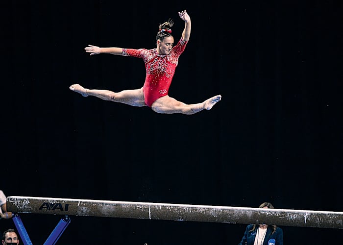 University of Arkansa Razorback gymnast Kennedy Hambrick performs during the 2021 NCAA Women Gymnastics Championships at Dickies Arena.
